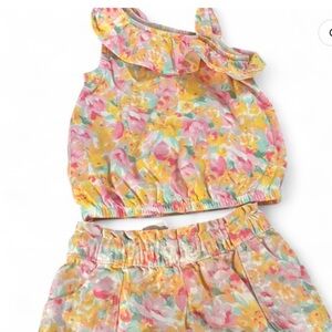 Vibrant Floral Top and Shorts Set